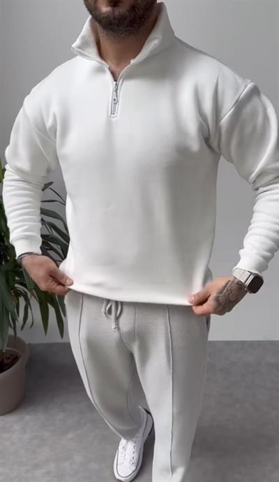 Erkek Beyaz Sweatshirt