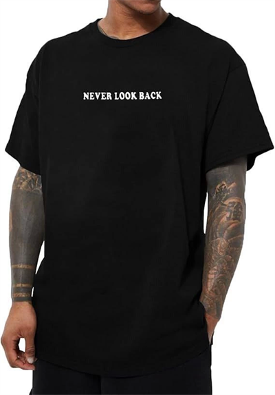 Erkek Bisiklet Yaka Kısa Kol Baskılı T-shirt - Siyah