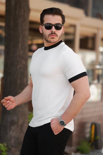 Erkek Bisiklet Yaka örme Pamuklu Kumaş Kısa Kollu T-shirt