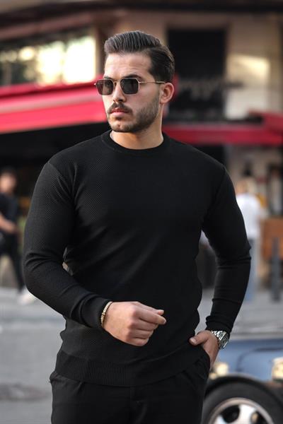 Erkek Bisiklet Yaka örme Uzun Kollu Triko