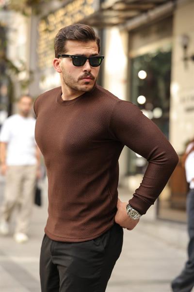 Erkek Bisiklet Yaka örme Uzun Kollu Triko