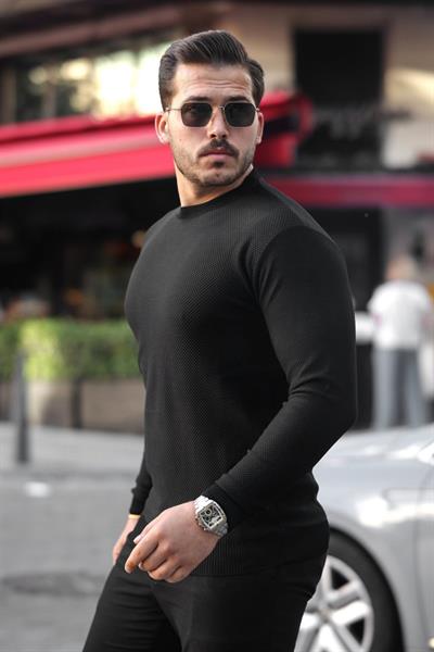 Erkek Bisiklet Yaka örme Uzun Kollu Triko