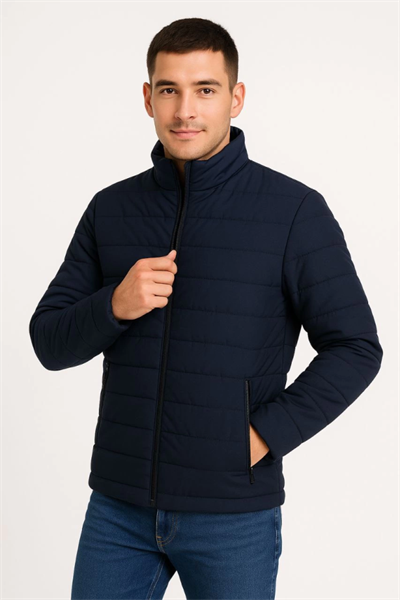 Erkek Bomber Mont Ceket – Su İtici Kumaş, Kapitone Astarlı, Fermuarlı, Kışlık - Lacivert