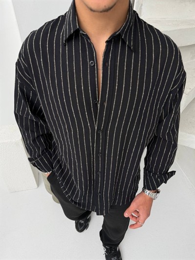 Erkek Çizgili Keten Gömlek