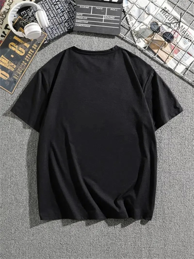 Erkek Dağ Grafikli Tişört, Yaz Için Büyük Beden Rahat T-shirt - Siyah