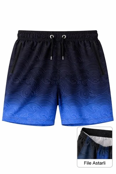 Erkek Deniz Şortu Fermuarlı Cepli File Astarlı Hızlı Kuruyan Premium - Çok Renkli