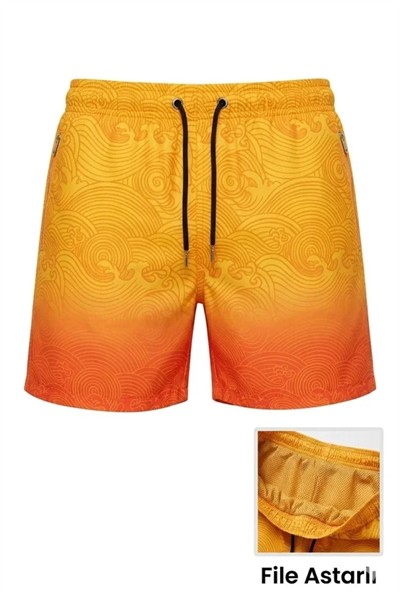 Erkek Deniz Şortu Fermuarlı Cepli File Astarlı Hızlı Kuruyan Premium - Çok Renkli