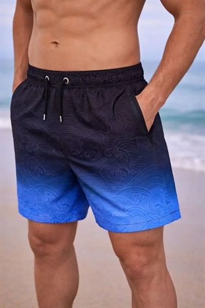 Erkek Deniz Şortu Fermuarlı Cepli File Astarlı Hızlı Kuruyan Premium - Çok Renkli