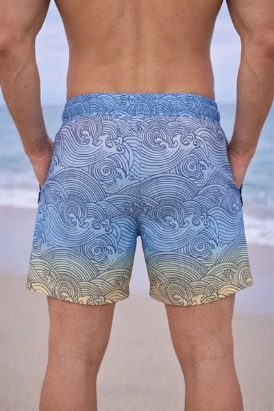 Erkek Deniz Şortu Fermuarlı Cepli File Astarlı Hızlı Kuruyan Premium - Çok Renkli