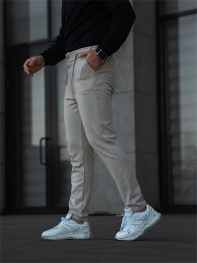 Erkek Diagonel Mikro Dokulu Cepli Pantolon - Bej