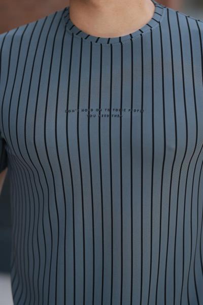 Erkek Dikey çizgili Ottoman Kumaş Kısa Kollu T-shirt