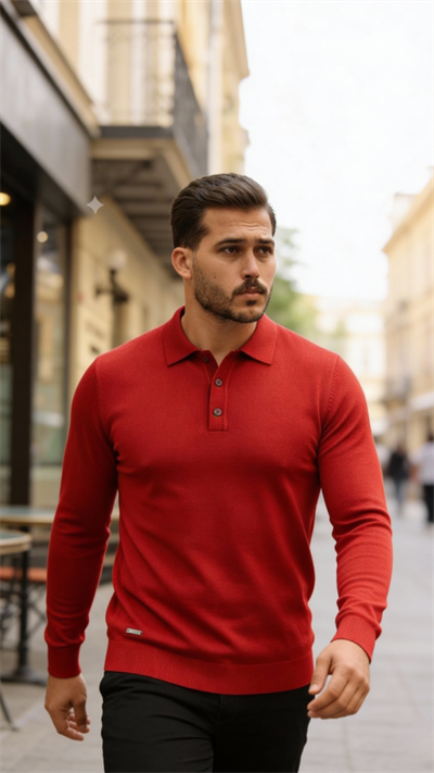 Erkek Düğme Yakalı Triko