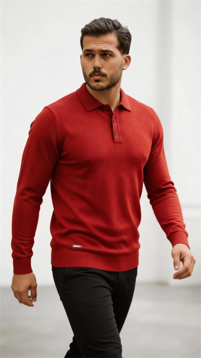 Erkek Düğme Yakalı Triko