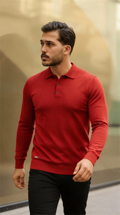 Erkek Düğme Yakalı Triko