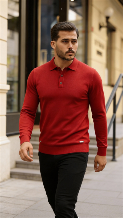 Erkek Düğme Yakalı Triko