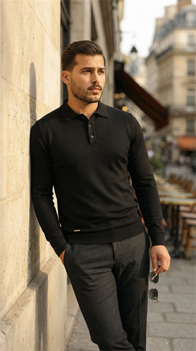 Erkek Düğme Yakalı Triko