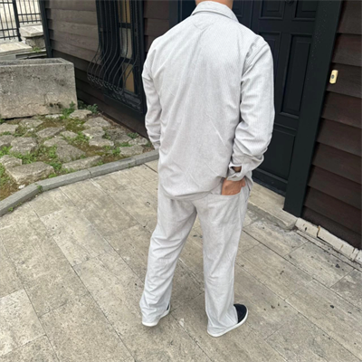 Erkek Fitilli Kadife Cepli Buggy Pantolon Oversize Rahat Kalıp - Gri