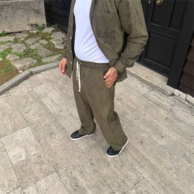 Erkek Fitilli Kadife Cepli Buggy Pantolon Oversize Rahat Kalıp - Haki