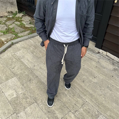 Erkek Fitilli Kadife Cepli Buggy Pantolon Oversize Rahat Kalıp - Füme