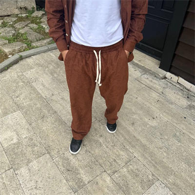 Erkek Fitilli Kadife Cepli Buggy Pantolon Oversize Rahat Kalıp - Kahverengi