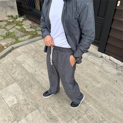 Erkek Fitilli Kadife Cepli Buggy Pantolon Oversize Rahat Kalıp - Füme