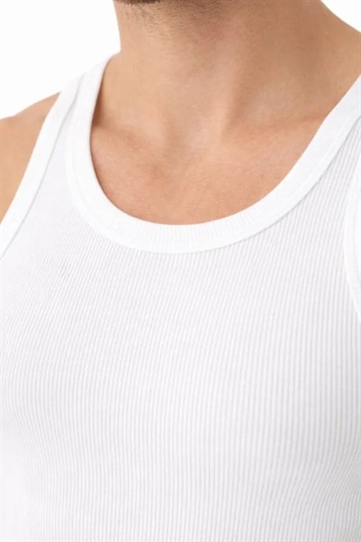 Erkek Fitilli Likralı Kaşkorse Atlet Vücuda Oturan Basic Şıklık - Beyaz