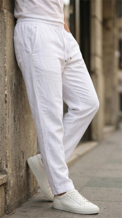 Erkek İç Göstermez Yıkamalı Keten Pantolon