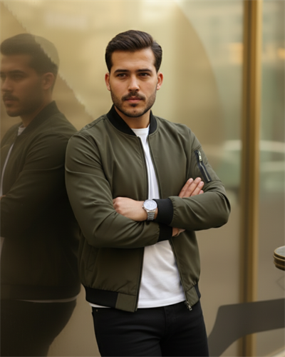 Erkek Içi Astarlı Fermuarlı Bomber Mont Ceket - Haki