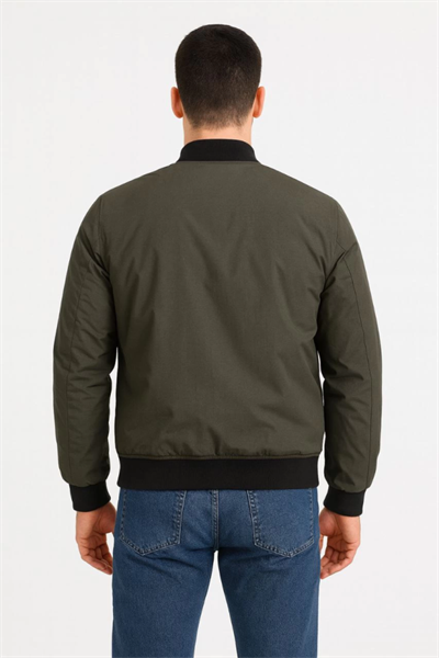Erkek Içi Astarlı Fermuarlı Bomber Mont Ceket - Haki
