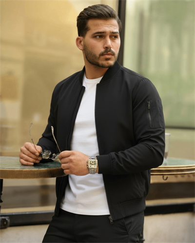 Erkek Içi Astarlı Fermuarlı Bomber Mont Ceket - Siyah