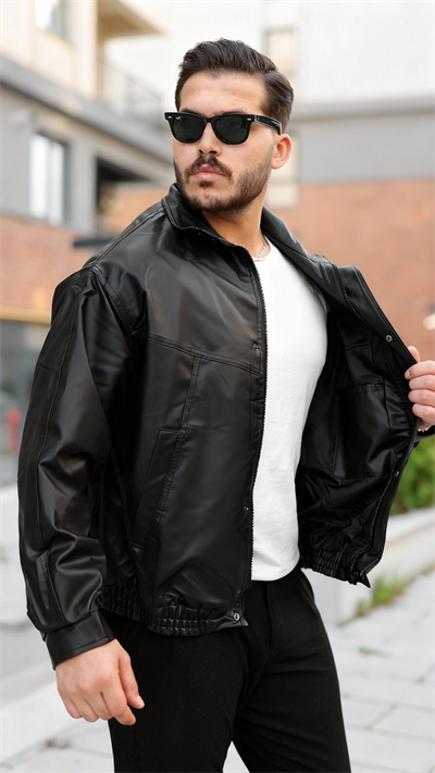 Erkek Içi Astarlı Oversize Deri Ceket