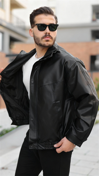 Erkek Içi Astarlı Oversize Deri Ceket