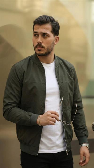 Erkek İçi Astarlı Su Geçirmez Bomber Mevsimlik Ceket - Siyah