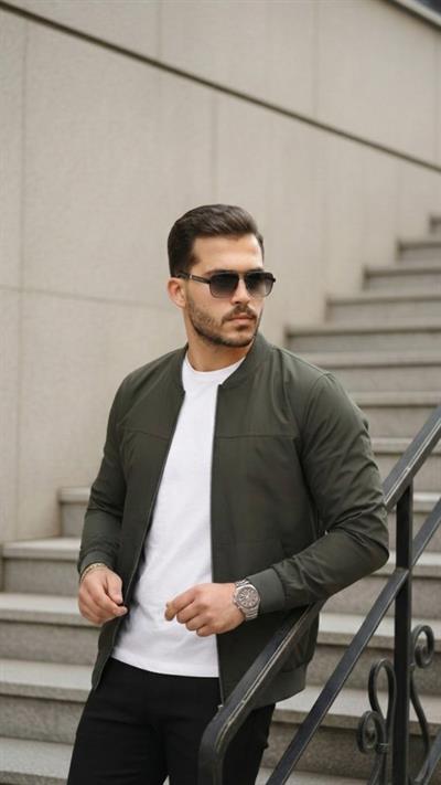 Erkek İçi Astarlı Su Geçirmez Bomber Mevsimlik Ceket - Siyah