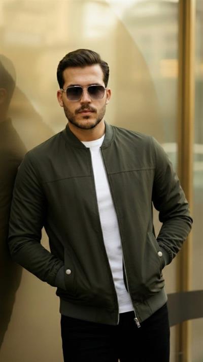 Erkek İçi Astarlı Su Geçirmez Bomber Mevsimlik Ceket - Siyah