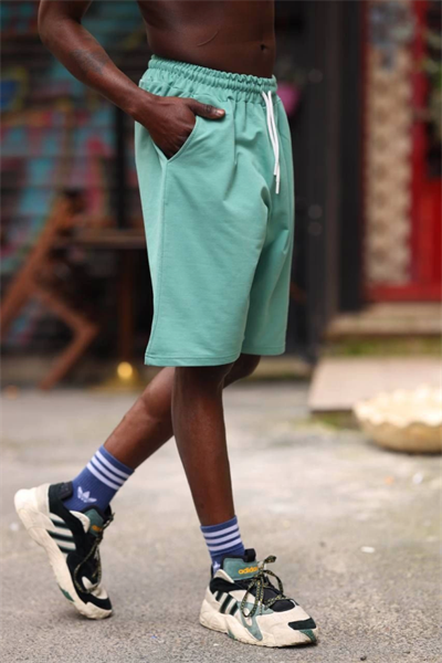 Erkek İki İplik Cepli Şort - Yeşil