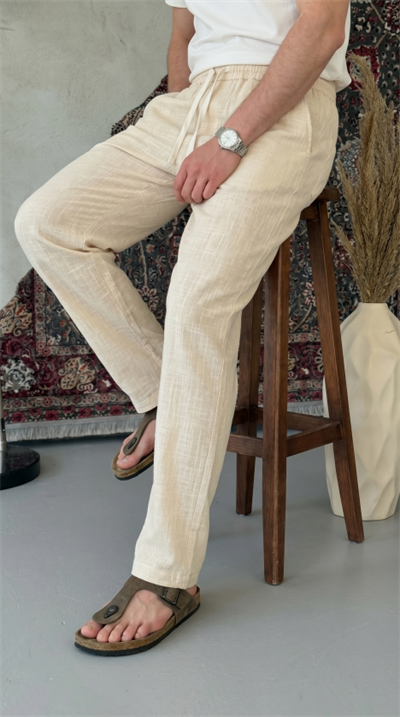 Erkek İthal Yıkamalı Keten Pantolon