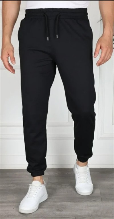 Erkek Jogger Eşofman Altı Rahat Kalıp, Cepli, Lastikli Paça, Günlük Spor Pantolon - Siyah