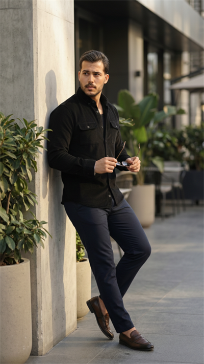 Erkek Kadife Desen Pamuklu Gömlek