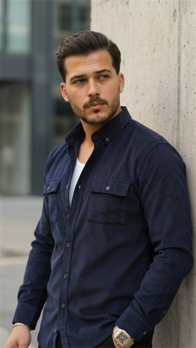 Erkek Kadife Desen Pamuklu Gömlek