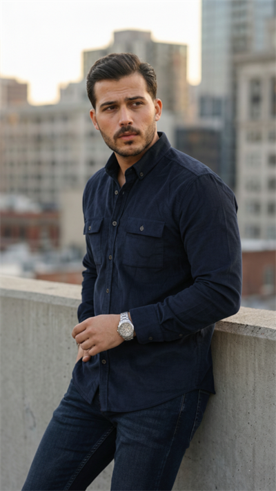 Erkek Kadife Desen Pamuklu Gömlek