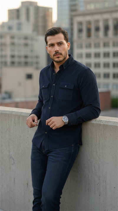 Erkek Kadife Desen Pamuklu Gömlek