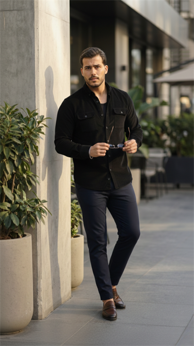 Erkek Kadife Desen Pamuklu Gömlek