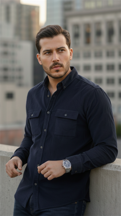 Erkek Kadife Desen Pamuklu Gömlek