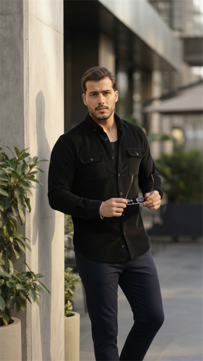 Erkek Kadife Desen Pamuklu Gömlek