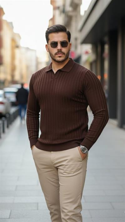 Erkek Kalın Fitilli Uzun Kollu Triko