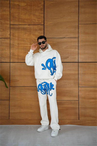Erkek Kapüşonlu Eşofman Takım Graffiti BaskılıOversize Rahat Kalıp, Kanguru Cepli, Streetwear Tarzında Premium Ürün 3 Iplik Pamuklu - Beyaz
