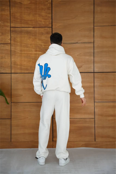Erkek Kapüşonlu Eşofman Takım Graffiti BaskılıOversize Rahat Kalıp, Kanguru Cepli, Streetwear Tarzında Premium Ürün 3 Iplik Pamuklu - Beyaz
