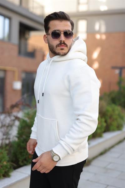 Erkek Kapüşonlu Üç İplik Şardonlu Hoodie