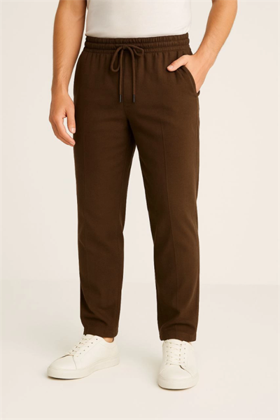 Erkek Keten Pantolon – Cepli, Beli Lastikli Ve Bağcıklı, Nefes Alan Rahat Kalıp, Yazlık Ve Baharlık Günlük Giyim, Şık - Konforlu Boru Paça Model - Kahverengi